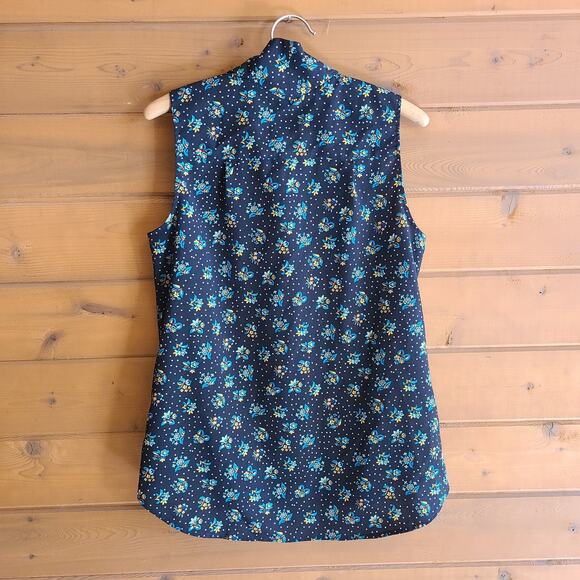 Cabi 3440 Whimsy Floral Sleeveless Tank Top Blouse Medium Black Boho Shirt - Picture 3 of 5